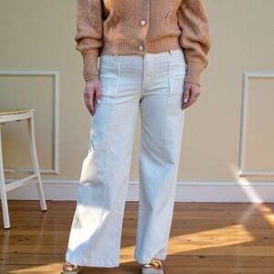 Kut From The Kloth Meg High Rise Wide Leg Denim Pants Ecru Cream Size 16 NWT